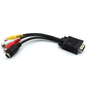 15pin VGA male to3RCA female and4PIN DIN adapter 